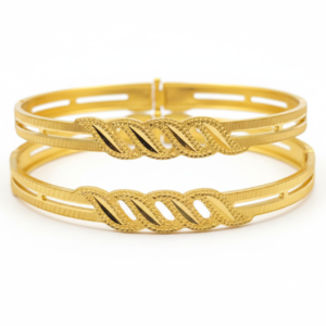 Leaf-Pattern Modern Robotic-cut Bangle Pairs