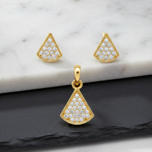 Sparkling Triangle Pendant & Earring Set