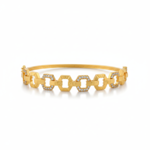 Geometric Link CZ-Studded Bracelet