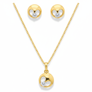Round Pendant with Matching Stud Earrings and Necklace
