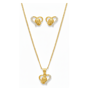 Heart & Rose Designer Pendant-Earrings Set with Necklace