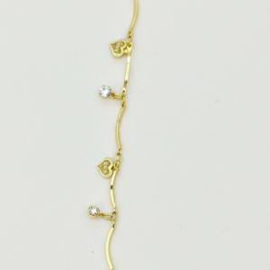 Heart Charm Bracelet with Sparkling Stone Accents | Adjustable Designer Bracelet