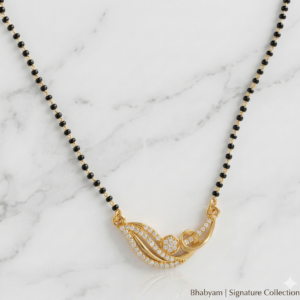 Wave Shaped Crystal Mangalsutra Necklace