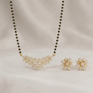 Floral CZ Mangalsutra Necklace Set with Earrings