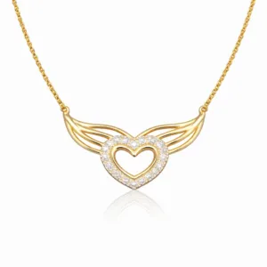 Heart With Wings CZ Pendant and Necklace for Women | Elegant Love Pendant Chain | Trendy Daily Wear Jewelry