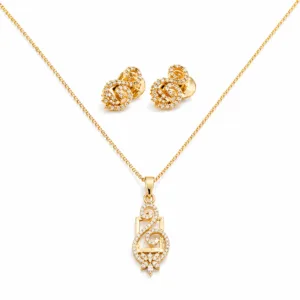 CZ Swirl Pendant with Necklace and Matching Earrings | Minimal Designer Necklace Set for Women