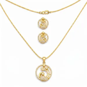 Peacock Design CZ Pendant Set with Chain & Matching Earrings for Women