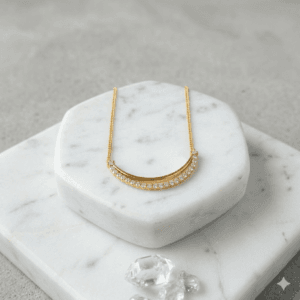Elegant Crystal Curve Pendant with Chain
