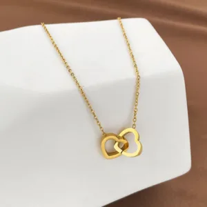Double Heart Pendant Necklace for Women - Antitarnish