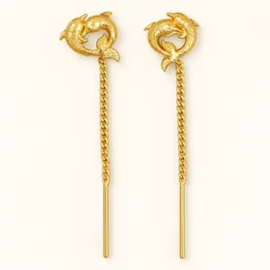 Aquatic Sui Dhaga Earrings - Double Dolphin Earrings